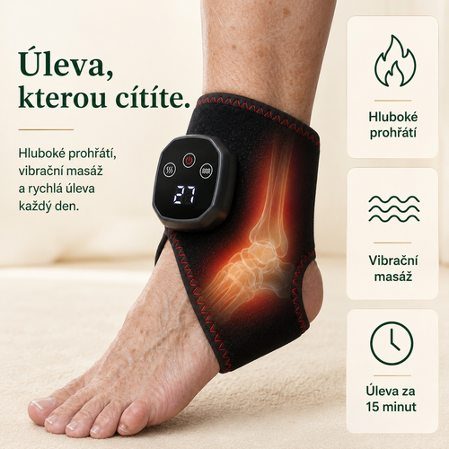 ZpátkyNaNohy® Vyhřívaný návlek na kotník s vibrační masáží | Úleva od bolesti za 10 minut