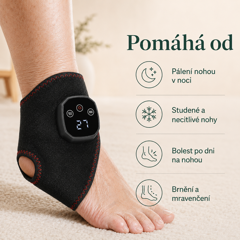 ZpátkyNaNohy® Vyhřívaný návlek na kotník s vibrační masáží | Úleva od bolesti za 10 minut